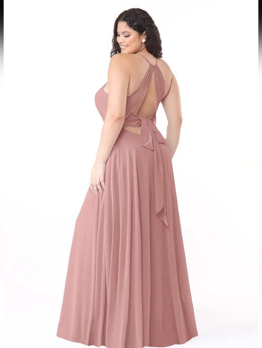 Azazie Mauve Open-Back Maxi Dress with Tie